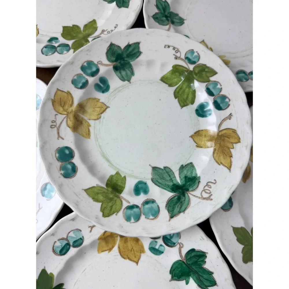 VTG Metlox Vernon Ware Vineyard Pottery‎ Salad Plates Set 6